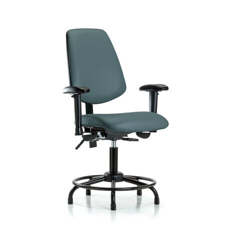 Desk Chair Adjustable Arms, 18"" to 23"" Height, Vinyl, Colonial Blue