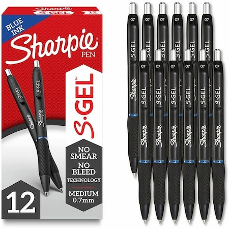 S-Gel Pen, Medium 0.7mm, Blue, PK12