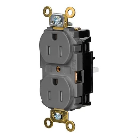 Straight Blade Receptacle, 5-15R, 15 A, 125V AC, 2 Pole, 3 Wire, Surface Mount, Grounded