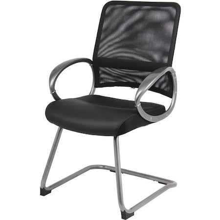 Guest Chair, Black Back, 25 in W 24" L 39" H, Loop, Leather Seat