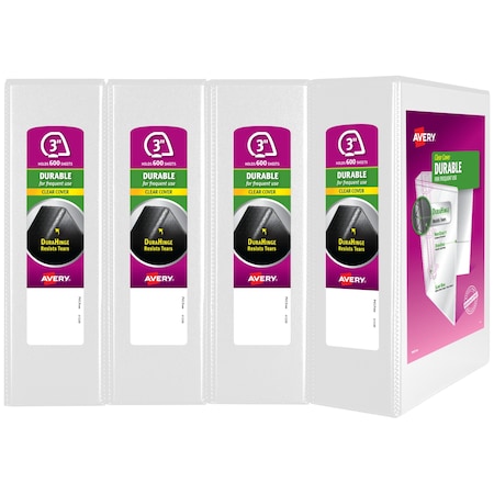 Binders,Durable View 3 Ring,3 In,PK4