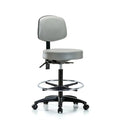 Vin Stool with Back-High Bench Ht with Seat Tilt, Chr Foot Ring, and Casters in Dove Trailblazer Vin