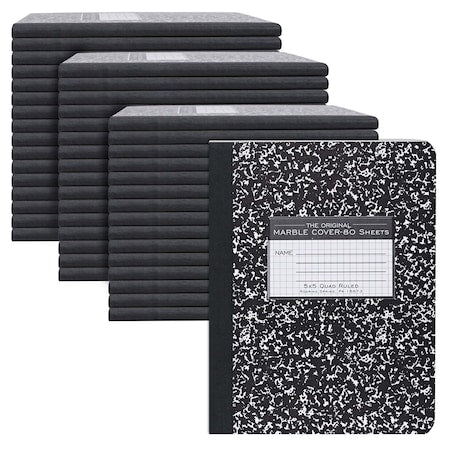 Case of Black Marble Comp Notebooks, 5x5 Graph Ruled, 80 sht, 15 lb Paper, 9.75"x7.75", Hard Cover, PK48