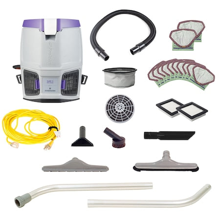 GoFit 3, 3 qt. Backpack Vacuum w/ Straight Hose Cuffs and Restaurant Tool Kit
