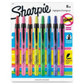 Retractable Highlighter Set, Micro Chisel Tip Fluorescent Colors PK8