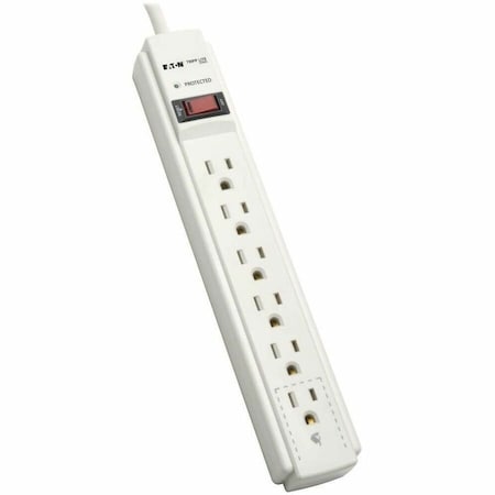 Outlet Strip, Surge, 6 5-15R, 5-15P, 6 ft., Light Gray