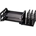 Letter Tray/File Holder, Black, Plastic, 19 1/2 in W, 9 in L, 7 1/4 in H, 9" D