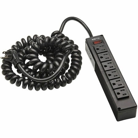 Power Strip, Surge, 6 5-15R, 5-15P, 10 ft., Black