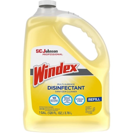 Liquid Glass and Surface Cleaner, 1 gal., Yellow, Unscented, Jug, 4 PK