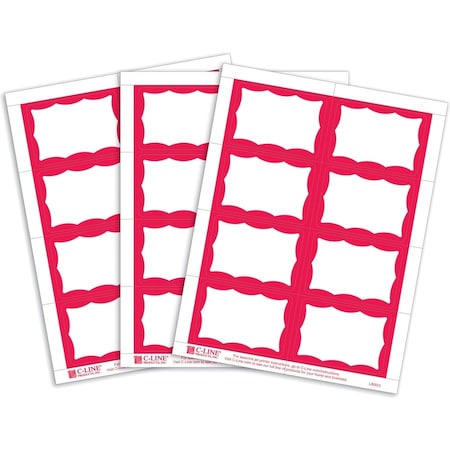 3-3/8"" x 2-1/3"" Red Border Name Tag Label Sheets for Laser/Inkjet Printers, 200/BX