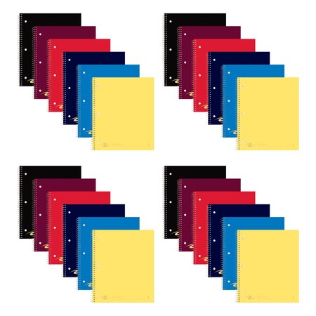 Case of Wirebound Notebooks, 11"x9", 1 Subject, 1 Pkt, 100 sht, College Rule w/margin, Asstd. Colors