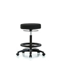 Rutledge Fab Stool without Back - High Bench Height with Black Foot Ring and Casters in Black Fab