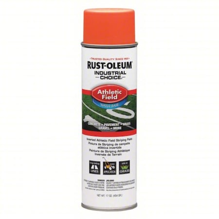 Athletic Field Striping Paint, 17 oz., Fluorescent Orange, Water -Based