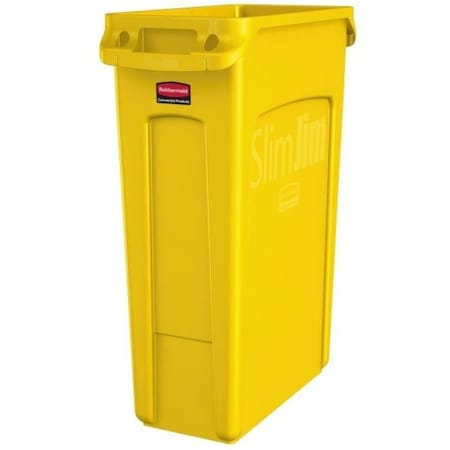 Slim Jim 23 gal Rectangular Slim-Profile Plastic Can, Yellow, None, Plastic, 11 in