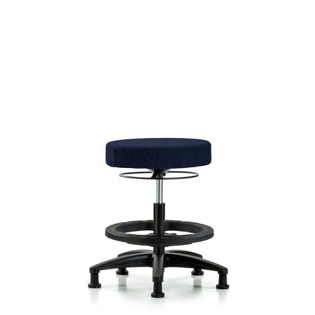 Rutledge Fab Stool without Back-Medium Bench Height with Black Foot RingandStat Glides in Navy Fab