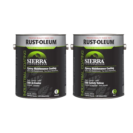 Epoxy Activator and Finish Kit, Safety Yellow, High Gloss, 1 gal, 230 to 340 sq ft/gal, S60 Series