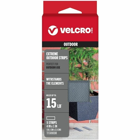 Reclosable Fastener Shapes, Rubber Adhesive, 4 in, 1 in W, Gray, 5 PK