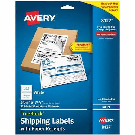 Shipping Labels w/Paper Receipts a, PK25
