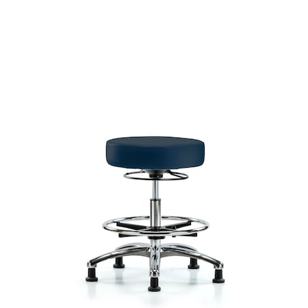 Vin Stool without Back Chr-Med Bench Ht with Chr FR and Stat Glides in Imperial Blue Trailblazer Vin