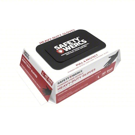 Disposable Gloves, Black, L, PK40