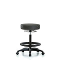 Vin Stool without Back-High Bench Height with Black Foot RingandCasters in Charcoal Trailblazer Vin