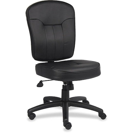 Leather Task Chair, Armless, Black