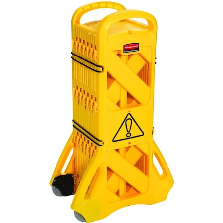 Portable Barricade, Polypropylene, 40" Height, 13 ft Length, 34 lb, Yellow