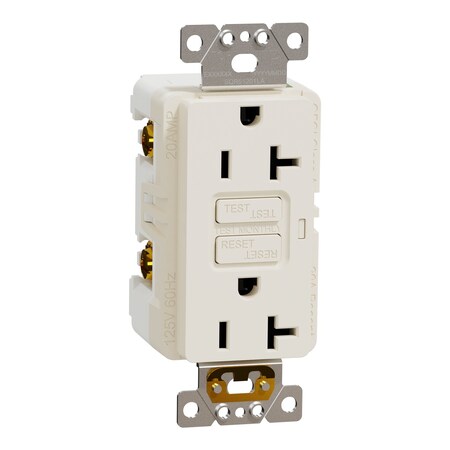 Straight Blade Receptacle, 20 A, 125V AC, 2 Pole, Flush Mount, Self-Grounded