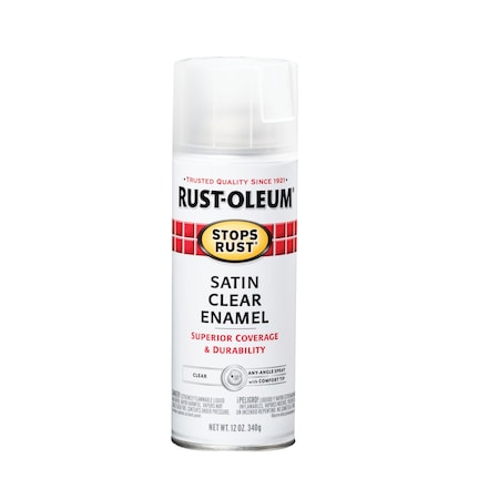 Spray Paint, Clear, Satin, Solvent, 12 oz