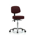 Rutledge Fab Stool with Back Chrome - Med Bench Height with Seat Tilt and Casters in Burgundy Fab