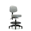 Vin Stool with Back-Medium Bench Ht with Black Foot RingandStationary Glides in Dove Trailblazer Vin