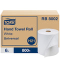 Hardwound Paper Towel Roll, 1 Ply, Continuous Roll Sheets, 800 ft, White, 6 PK