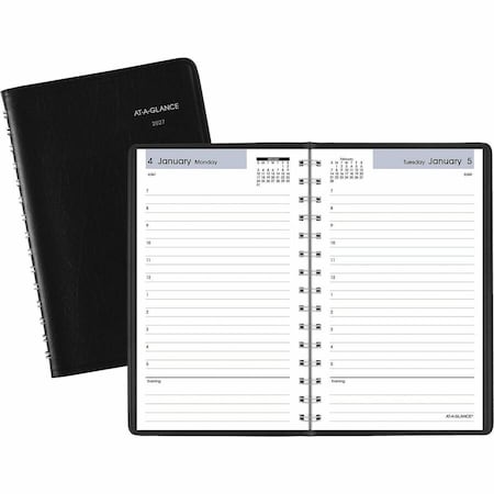 DayMinder Daily Appointment Book, 8 x 5, Black Cover, 12-Month (Jan to Dec): 2025