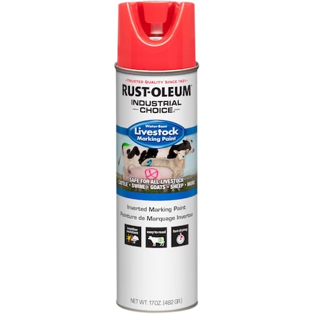 Livestock Marking Paint, Fluorescent Red, Water, 17 Oz