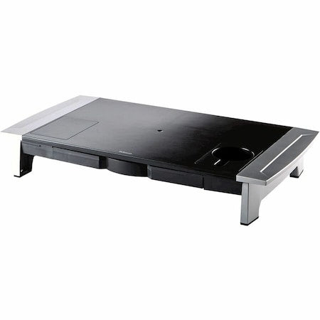 Monitor Stand, 6 1/2 in H, Black; Silver