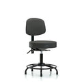 Desk Stool, Vinyl, Bk, RT, Tilt, Glides, Gry