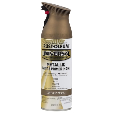Spray Paint, Antique Brass, Metallic, Solvent, 11 oz