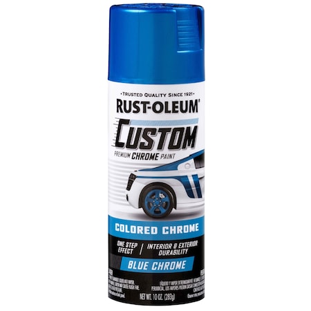 Automotive Premium Custom Chrome Lacquer Spray Paint, Blue, 10 oz.