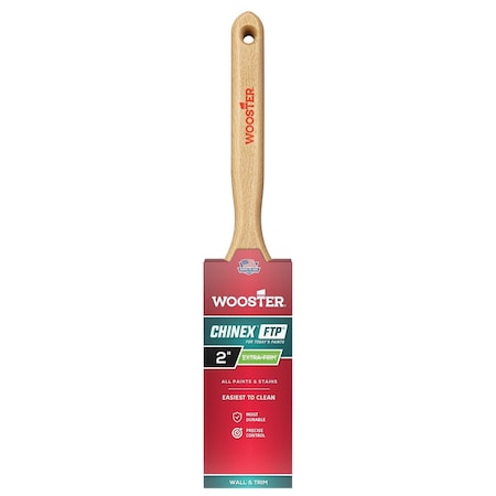 2" Flat Sash Soft, Chinex FTP Bristle, Paint Brush, Wood Handle