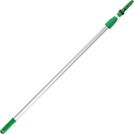 96" Threaded Telescoping Pole, 7/8 in Dia, Silver/Green, Aluminum/Plastic