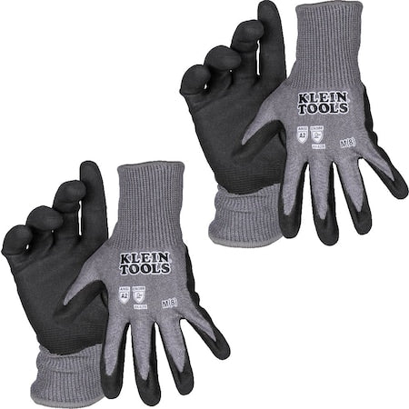 Coated Gloves, Microfoam nitrile, Gray/Black, Medium 2 PK