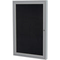 Enclosed Rubber Bulletin Board 36"x24", 1 Hinged Door, Black