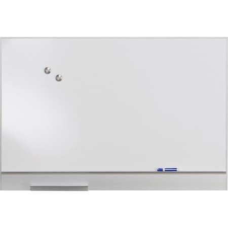 Dry Erase Board, Steel, 32 in, 48 in, Aluminum Frame, White, Gloss