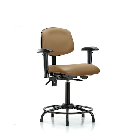 Medium Bench Chair Vinyl Chair,RT Tilt AA,Gld,Taupe, Adjustable Arms, 22"" to 29"" Height, Vinyl