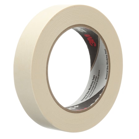 Masking Tape, 24 mm W x 55 m L, 4.4 mil Thick, Tan, Rubber Adhesive, 36 PK
