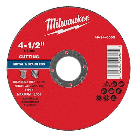 Cut-Off Wheel, 7/8" Sz, 4 1/2" dia.