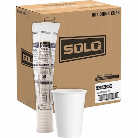Single-Sided Poly Paper Hot Cups, 12 oz, White, PK1000
