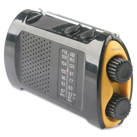 Acme United Portable AM/FMTV Crank Radio - LED - AA - Yellow, Black - 1 Each