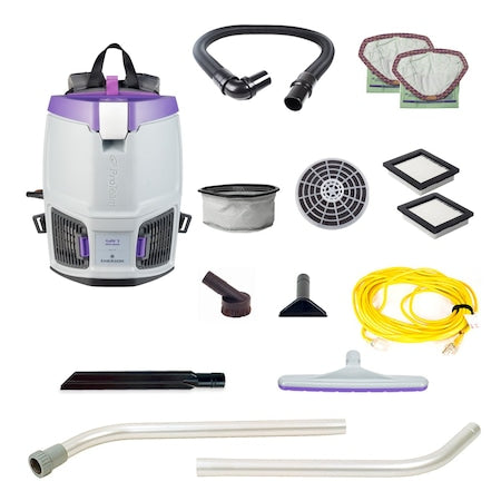 GoFit 3, 3 qt. Backpack Vacuum w/ Xover Multi-Surface Two-Piece Wand Tool Kit