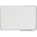 Grid Board, Steel, 38 in, 50 in, Aluminum Frame, White, Gloss